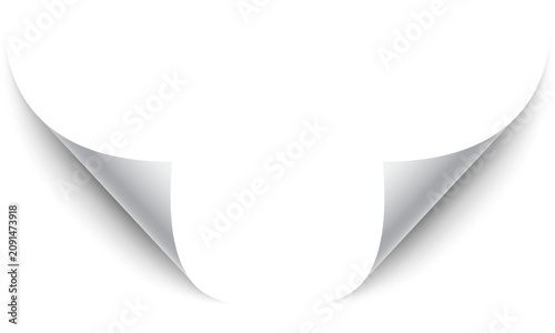 Blank White Paper Page Corner Curl Vector Illustration with Shadow for Document Frame Isolated on Transparent Background PNG