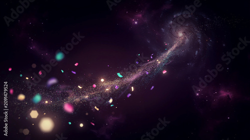Cosmic Star Trail Motion in Deep Space with Vibrant Nebula Glow and Twinkling Stars