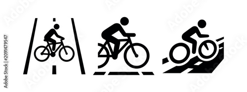 Bild auf Leinwand Set of bicycle rider icons in various styles, vector illustration of cycling and bike lane
