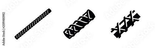 Foto Rebar Steel Rods Icons Set - Concrete Reinforcement and Construction Symbols