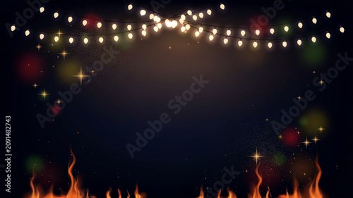 Crowd Cheering with Fireworks and Stage Lights at Nighttime Concert
