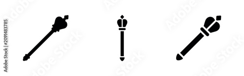 Foto Royal scepter and mace icons set, symbolizing authority, power, and sovereignty in monarchies
