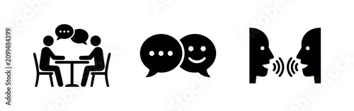 Bild auf Leinwand Communication and conversation icon set