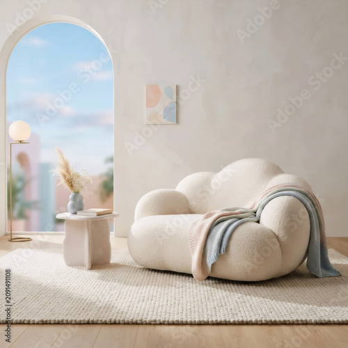 Minimal Interior with Cloud Shaped Sofa