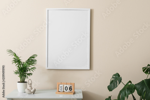 Blank white picture frame o...