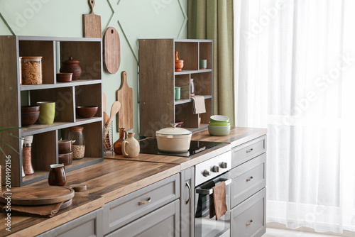 Modern kitchen interior wit...