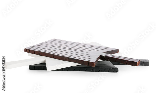 Stacked wooden cutting boar...
