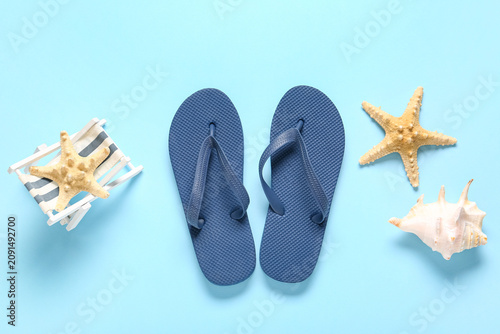Blue flip flops with starfi...
