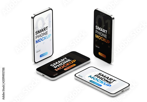 Multiple Smartphones Studio Mockup
