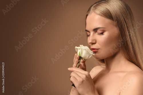 Beautiful blonde woman with...