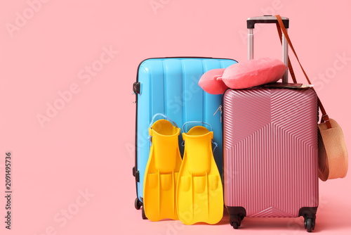 Suitcases with snorkeling f...
