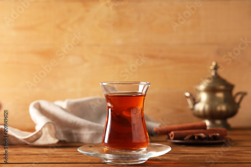 Glass of Turkish tea with s...