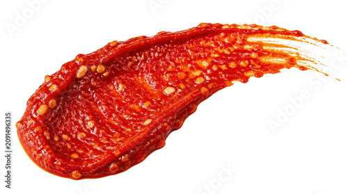 Red Chili Sauce Smear with Seeds on Transparent Background