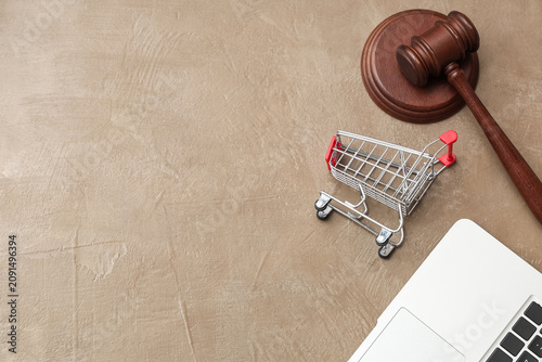 Auction gavel with shopping...