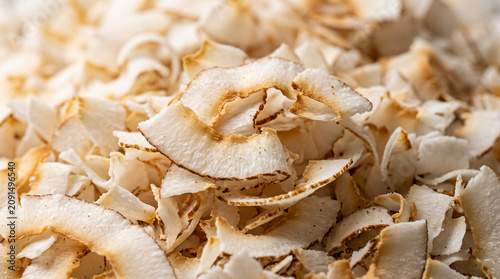 Toasted Coconut Chips Background Macro Texture Flakes