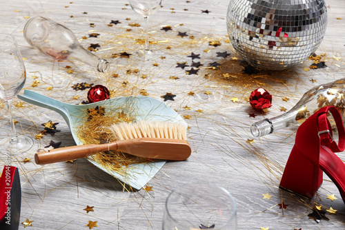 Dustpan with brush and mess...