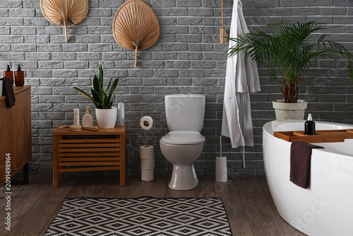 Interior of modern bathroom...