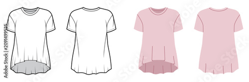 Fotografie Short sleeve t shirt with flared hem relaxed silhouette, clean neckline soft structure