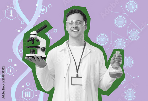 Smiling male scientist in l...