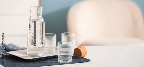 Glass carafe with fresh wat...