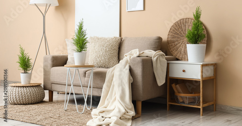 Cozy living room interior w...