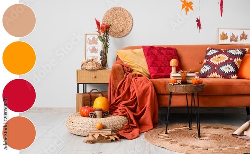 Cozy autumn living room int...