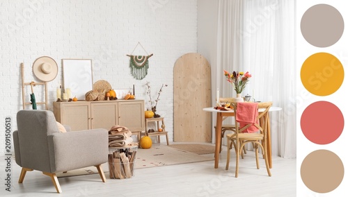 Cozy autumn living room and...