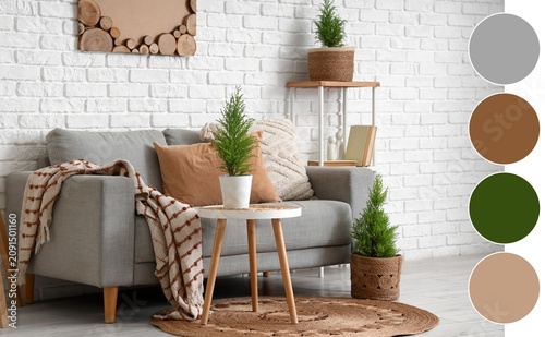 Cozy living room interior w...