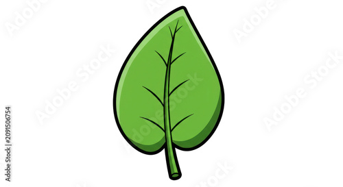 Vibrant green leaf isolated on transparent background with natural veins and smooth edges