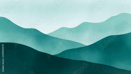 Blue azure turquoise abstract watercolor background for textures backgrounds and web banners design. Abstract background blue colors. Watercolor painting with turquoise sea waves pattern gradient