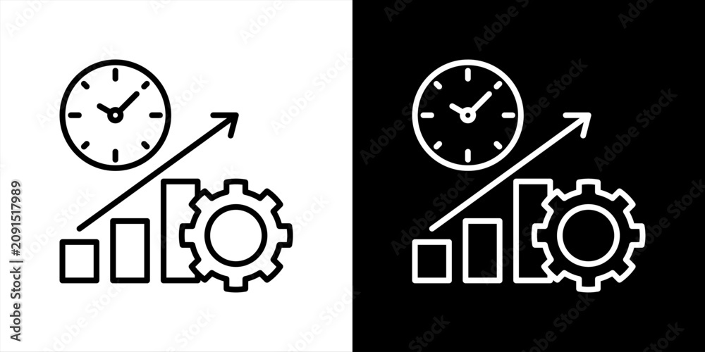 Fototapeta premium Productivity Icon Set Black And White