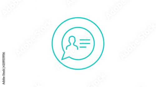 User profile speech bubble icon representing communication and contact information format.
