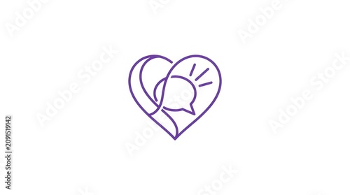 Abstract heart icon combined with speech bubble for social engagement and communication.