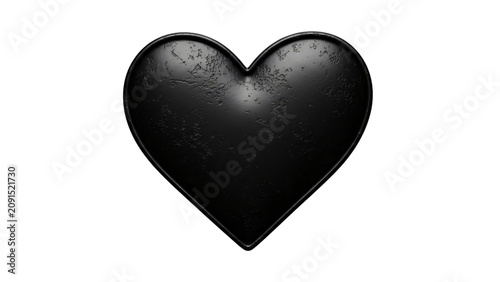 Black heart on black background with water droplets surface stock photo.