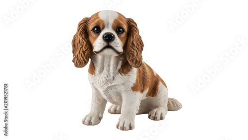 Brown and white dog sitting on top of black surface with its.