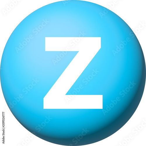 Obraz na plátně 파란색 입체 원형 공 위에 흰색 대문자 알파벳 Z