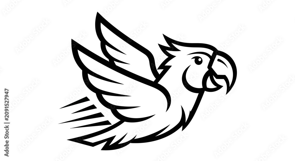 Fototapeta premium Flying parrot mascot bird logo.