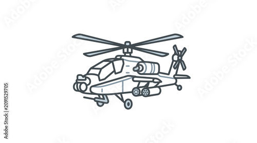 Billede på lærred Military Attack Helicopter Vector Illustration