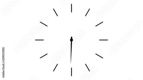 Minimalist clock face with moving hands, time passing concept, isolated on white background, watch deadline