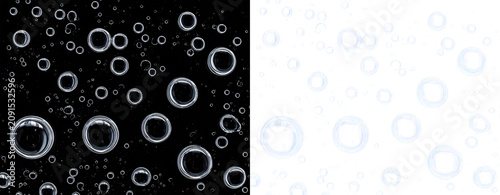Realistic water droplets overlay on transparent background, crystal clear condensation bubbles and liquid drops design element pack