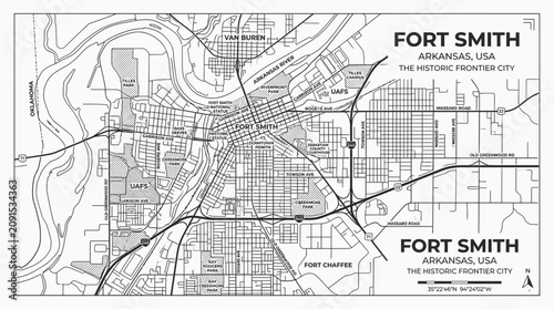 Photos Fort smith arkansas city map with street grid and river details