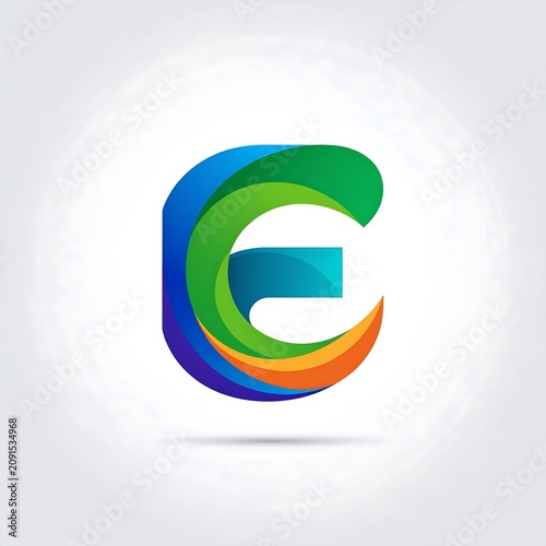 Stylized Letter C with Colorful Gradient on Plain Background