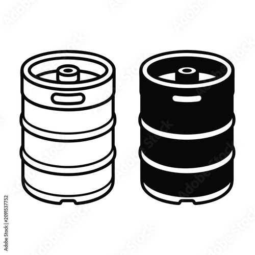 Obraz na plátne Metal beer keg icons in line and solid style for brewery design art