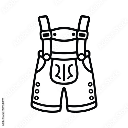 Quadro su tela Traditional bavarian lederhosen icon isolated on a white background art