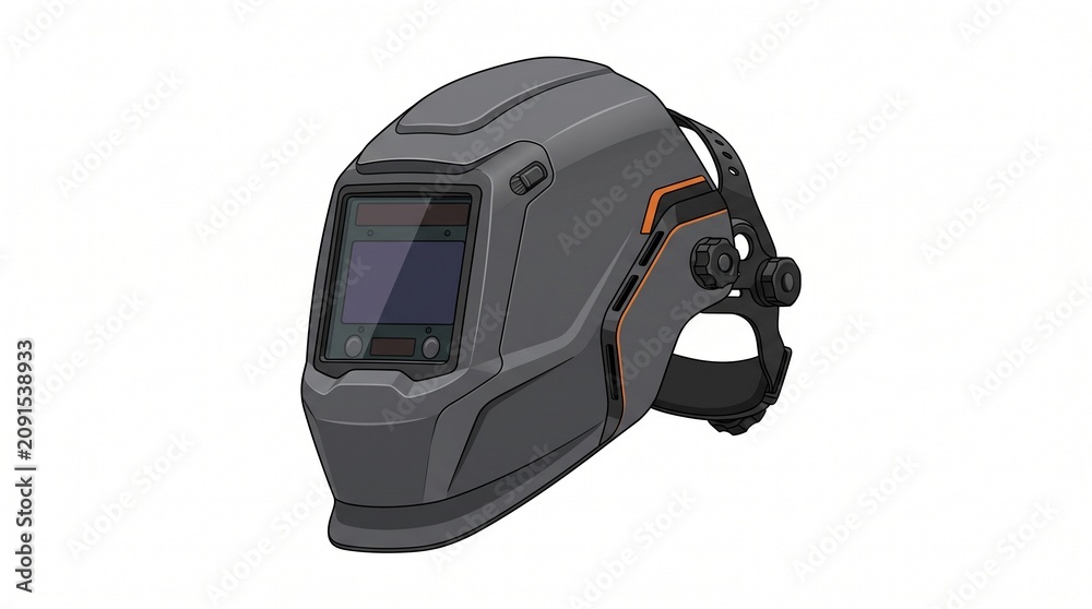 Fototapeta premium Professional Auto-Darkening Welding Helmet for Industrial Metalwork Safety and Protection Isolated on White Background