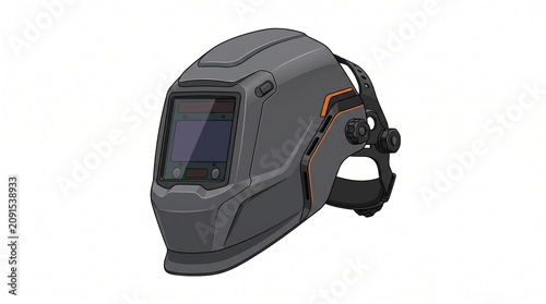 Professional Auto-Darkening Welding Helmet for Industrial Metalwork Safety and Protection Isolated on White Background