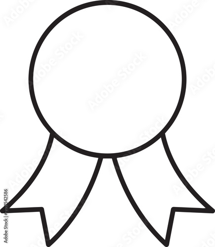 Принти на полотні Art & Illustration, Blank award ribbon line icon showcasing a classic honorary rosette badge with sweeping tails