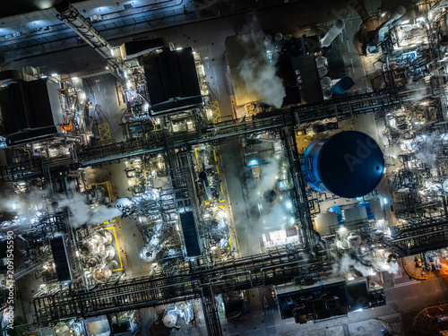 Overhead view of industrial plant operations in tai po hong kong
