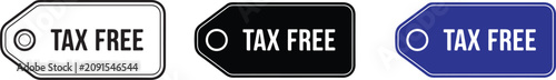 Photos Collection of three tax free labels in different shapes and colors for shopping