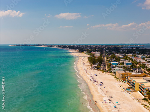 Aerial Drone View of Anna Maria Island Beach Along the Gulf of Mexico